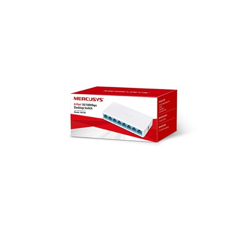 Switch Mercusys MS108 8 Puertos 10/100 No Administrable Blanco