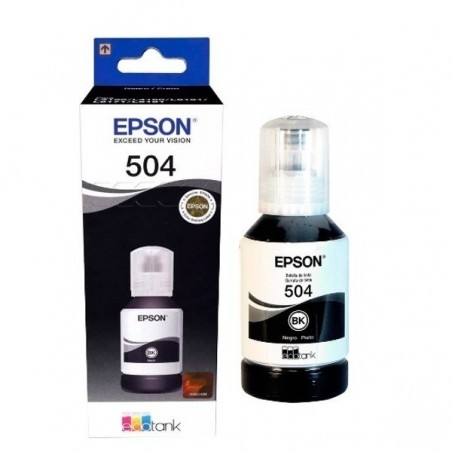 Botella De Tinta Epson 504 Negra T504120 7.500 Paginas 70ml L4150 L4160 L6171