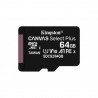 Memoria MicroSD Kingston 64GB Con Adaptador Canvas Clase 10