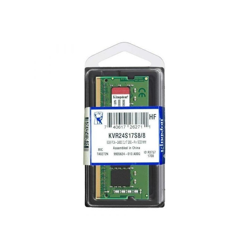Memoria Para Portatil Kingston 8GB 2400Mhz DDR4 Non-ECC Sodimm 1Rx8