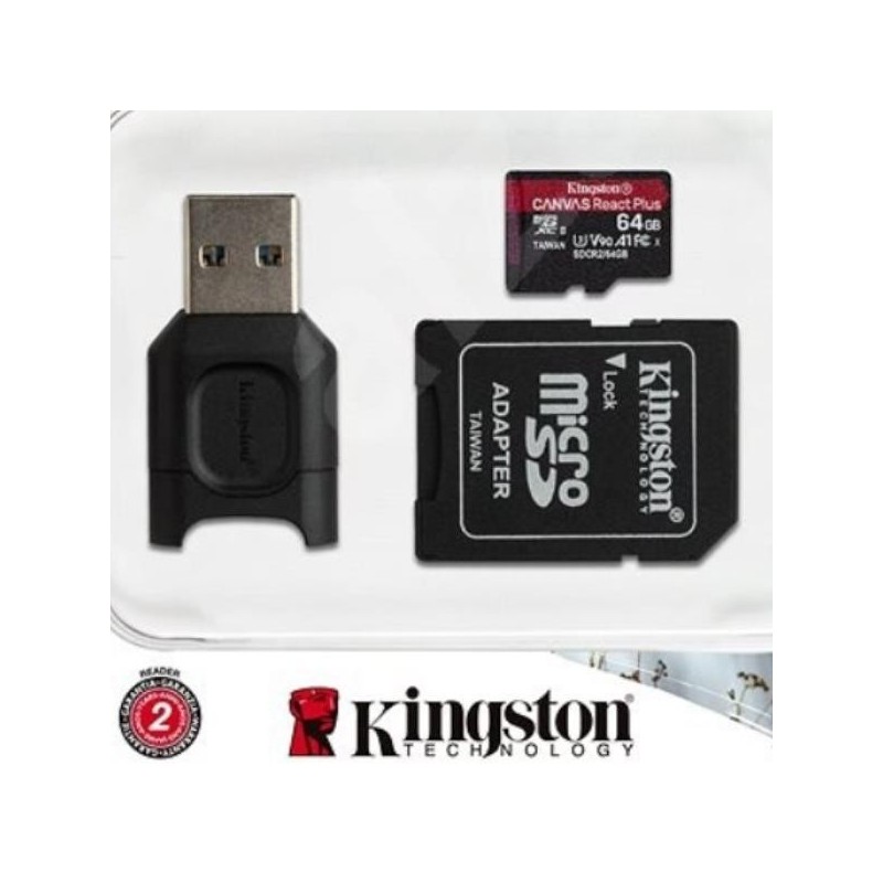 Memoria MicroSD Kingston 64GB React Plus Adaptador Lector Tarjeta