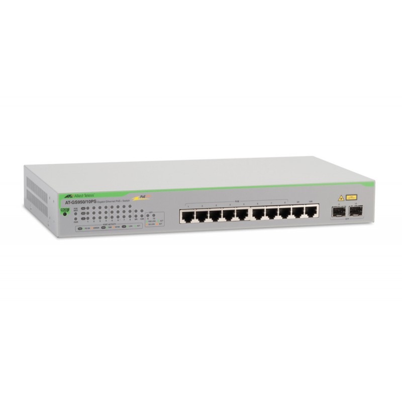 Switch Allied Telesis AT-GS950/10PS-10 10 Puertos Gigabit PoE+ 2SFP