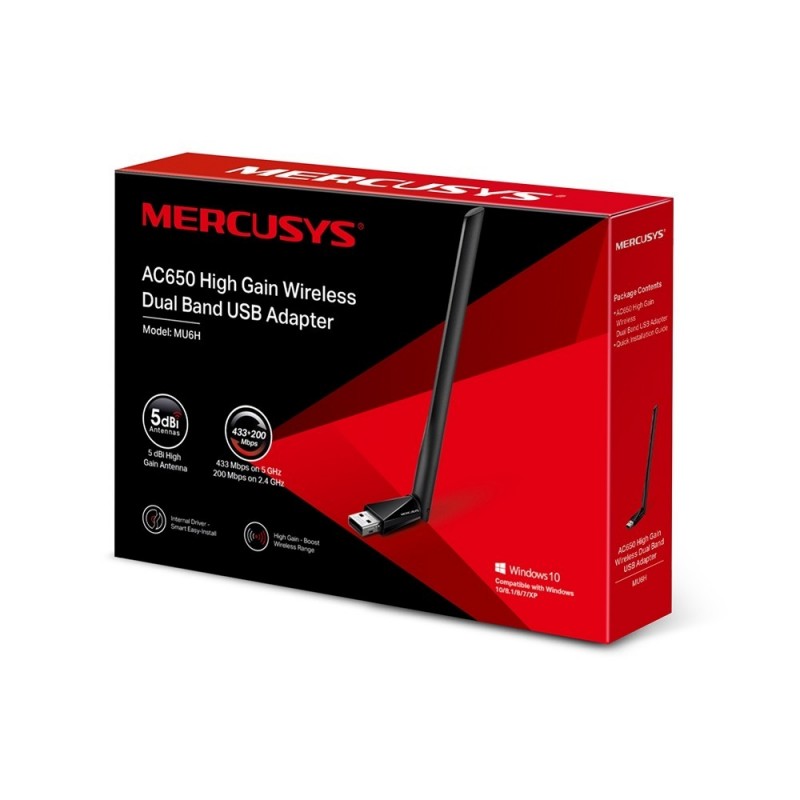 Adaptador USB Mercusys MU6H WiFi Doble Banda AC650