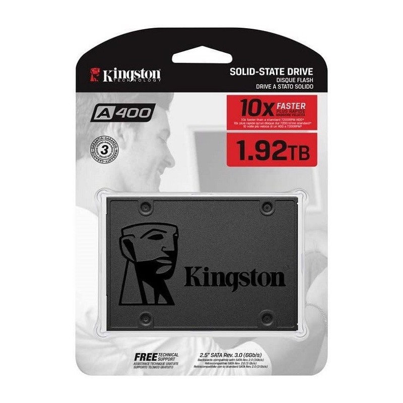 Disco de Estado Solido Kingston 1920GB 1.92TB A400 SATA3 2.5" SSD Negro