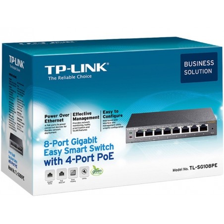 Switch Tp-Link 8 Puertos Gigabit TL-SG108PE Con 4 puertos PoE