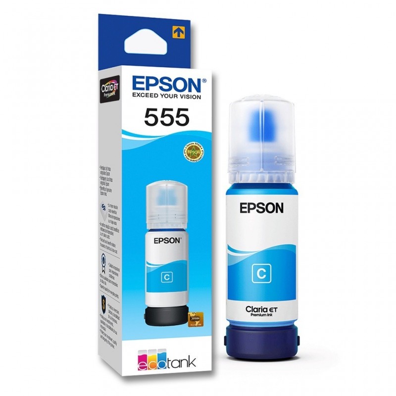 Botella De Tinta Epson 555 Cyan 70ml 6.200 Paginas L8180 T555220-AL