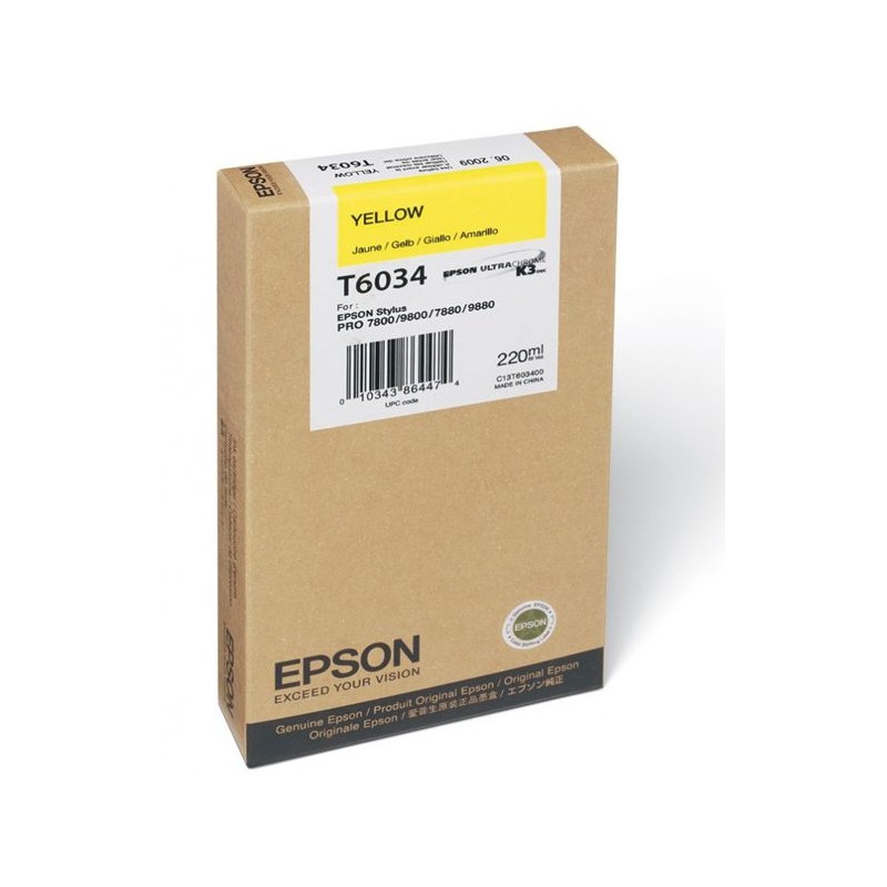Cartucho De Tinta Epson T6034 Yellow 220ml Stylus Pro 7880/9880