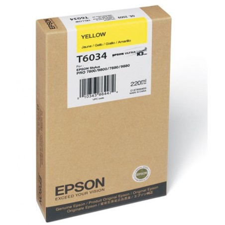 Cartucho De Tinta Epson T6034 Yellow 220ml Stylus Pro 7880/9880