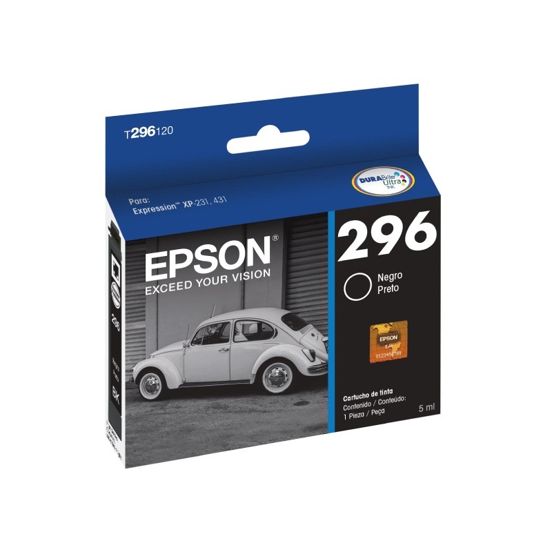 Cartucho De Tinta Epson 296 Negro T296120 130 Paginas Xpression XP-231 XP-431