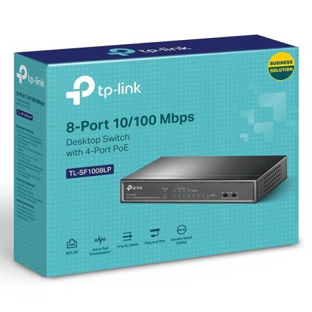 Switch Tp-Link 8 Puertos 10/100Mbps PoE En 4 Puertos No Administrable TL-SF1008LP