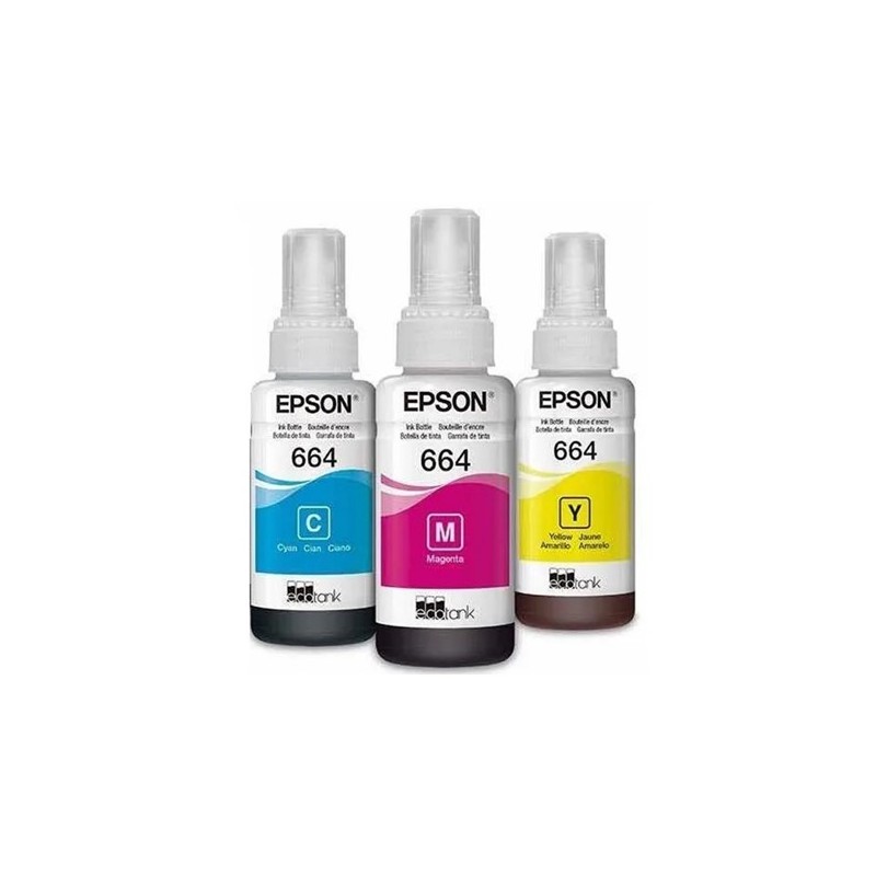 Kit 3 Botellas Tinta Epson 664 Cyan Magenta Yellow L200 L210 L350 L555