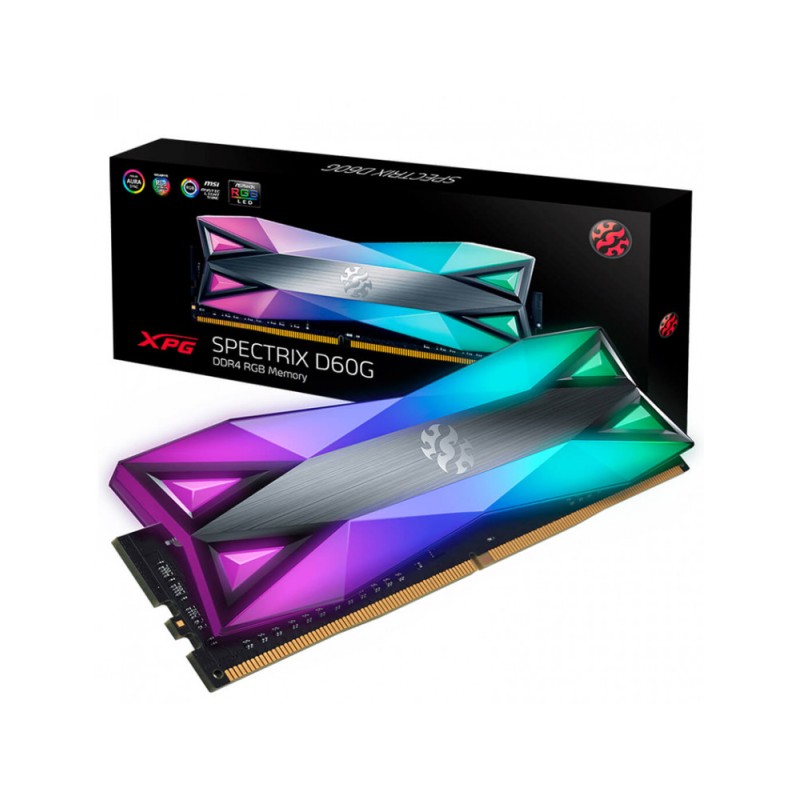 Memoria Para PC 8GB XPG DDR4 3.200Mhz Gamer Spectrix D60G Tungsten Grey