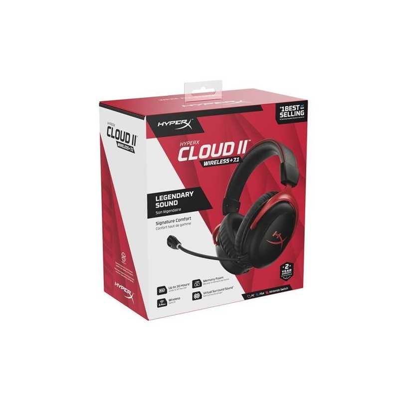 Diadema HyperX Cloud II Gamer Inalambrica Negro Rojo HHSC2X-BA-RD/G