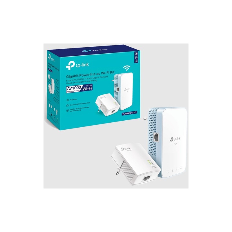 Kit PowerLine Tp-Link TL-WPA7517 WiFi AV1000 Gigabit AC750