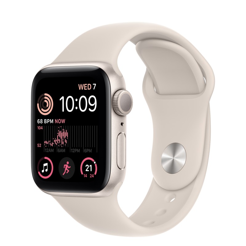 Apple Watch SE GPS 40mm Caja Aluminio Plata Correa Deportiva Blanca Estrella
