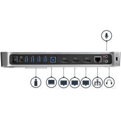 Docking Station StarTech USB 3.0 HDMI DP RJ-45 3 Monitores Replicador De Puertos
