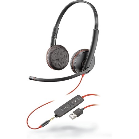 Diadema Poly Blackwire 3325 Binaural Microfono Stereo Headset USB Plantronics Polycom