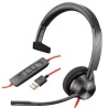 Diadema Poly Blackwire 3310 Monoaural Microfono Stereo Headset USB Plantronics Polycom
