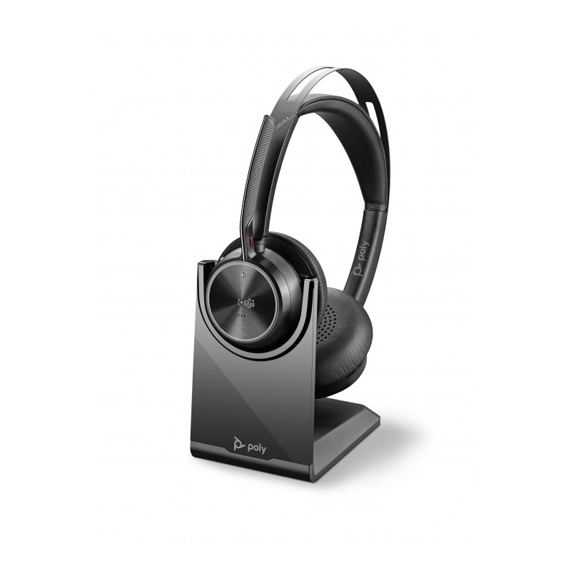 Diadema Poly Voyager Focus 2 Binaural Microfono Stereo Bluetooth + Base De Carga