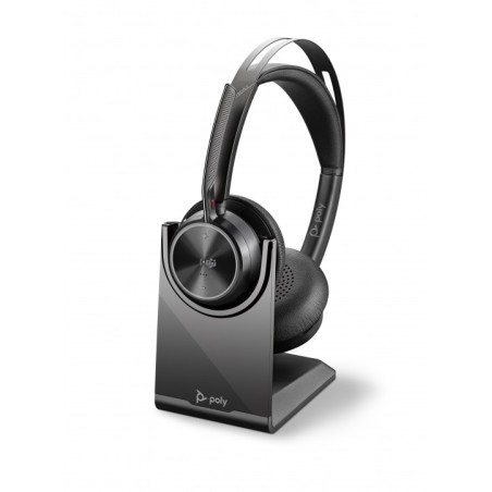 Diadema Poly Voyager Focus 2 Binaural Microfono Stereo Bluetooth + Base De Carga