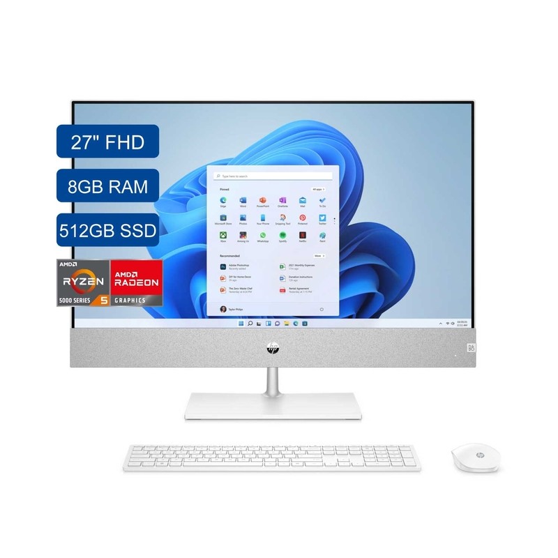 All In One HP 27-CA0000LA AMD Ryzen5 5550U 8GB 512GB SSD 27" W11H Blanco