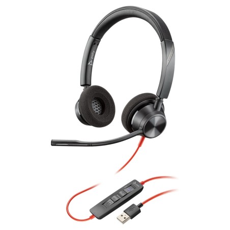 Diadema Poly Blackwire 3320 Biaural Microfono Stereo USB Microsoft Teams