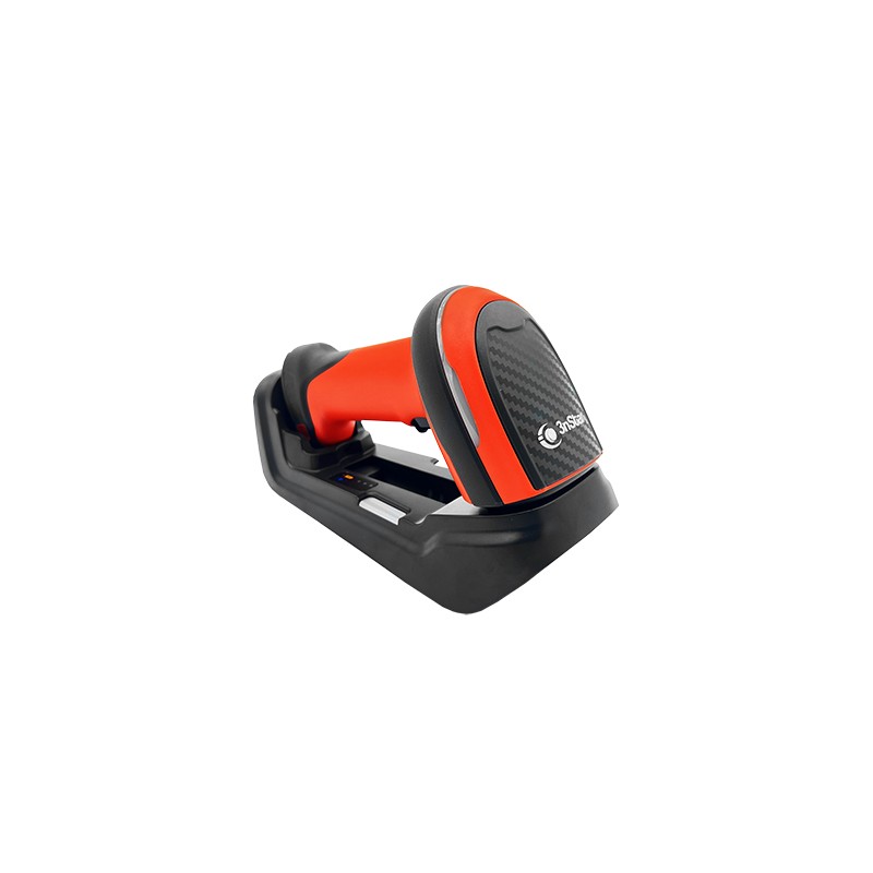 Lector De Codigo De Barras 3nStar SC610 Industrial 1D 2D Inalambrico Con Base Naranja Negro USB