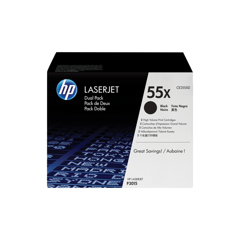 Toner HP 55XD Negro 25.000 Paginas CE255XD Pack x 2
