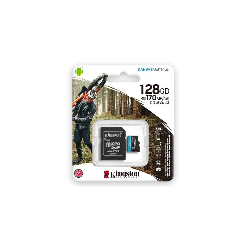 Memoria MicroSDXC 128GB Kingston Canvas Go Plus 170MB/s Adaptador