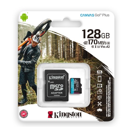 Memoria MicroSDXC 128GB Kingston Canvas Go Plus 170MB/s Adaptador