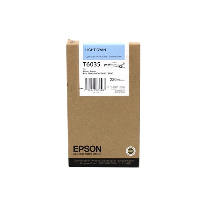 Cartucho De Tinta Epson T6035 Light Cyan 220ml UltraChrome K3 Stylus Pro 7800/9800/7880/9880