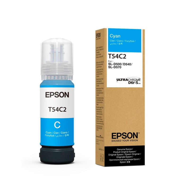 Botella De Tinta Epson T54C2 Cyan 70ml UltraChrome D6r-S SureLab SL-D500 SL-D540 SL-D570