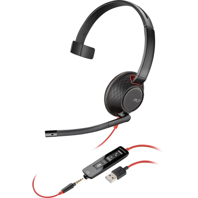 Diadema Audifonos Poly Blackwire 5210 Monoaural Microfono USB 3.5mm