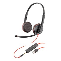 Diadema Audifonos Poly Blackwire 3225 Duo Biaural USB-C USB-A Con Microfono