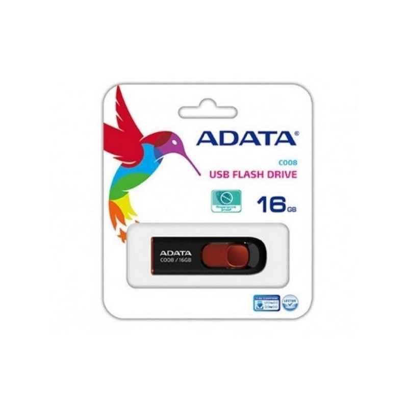 Memoria USB 2.0 16GB Adata C008 Negro y Rojo
