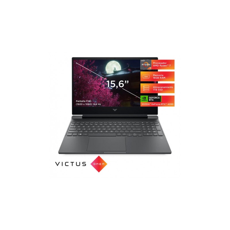 Portatil HP Victus Gaming 15-FB2019LA Ryzen7 8845HS 16GB 1TB SSD 15.6" Video 6GB W11H Mica Plata