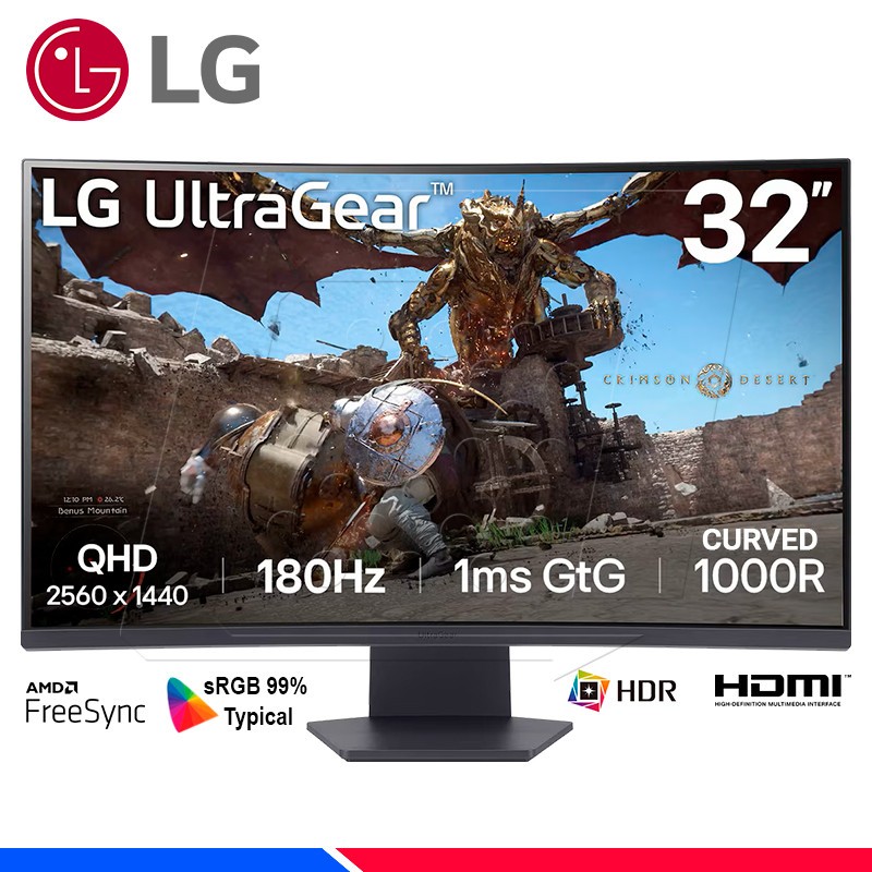 Monitor LG 32" Pulgadas Curvo Gaming UltraGear QHD HDMI DisplayPort