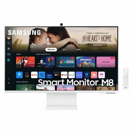 Monitor Samsung 32" Pulgadas M8 M80D 4K Smart Flat HDMI USB Camara Web Blanco
