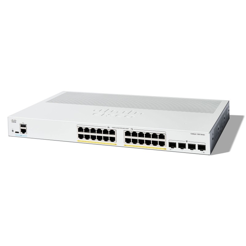 Switch Cisco Catalyst C1300-24P-4G 24 Puertos Gigabit Ethernet 1Gbps PoE+ 4SFP Capa 3 Administrable