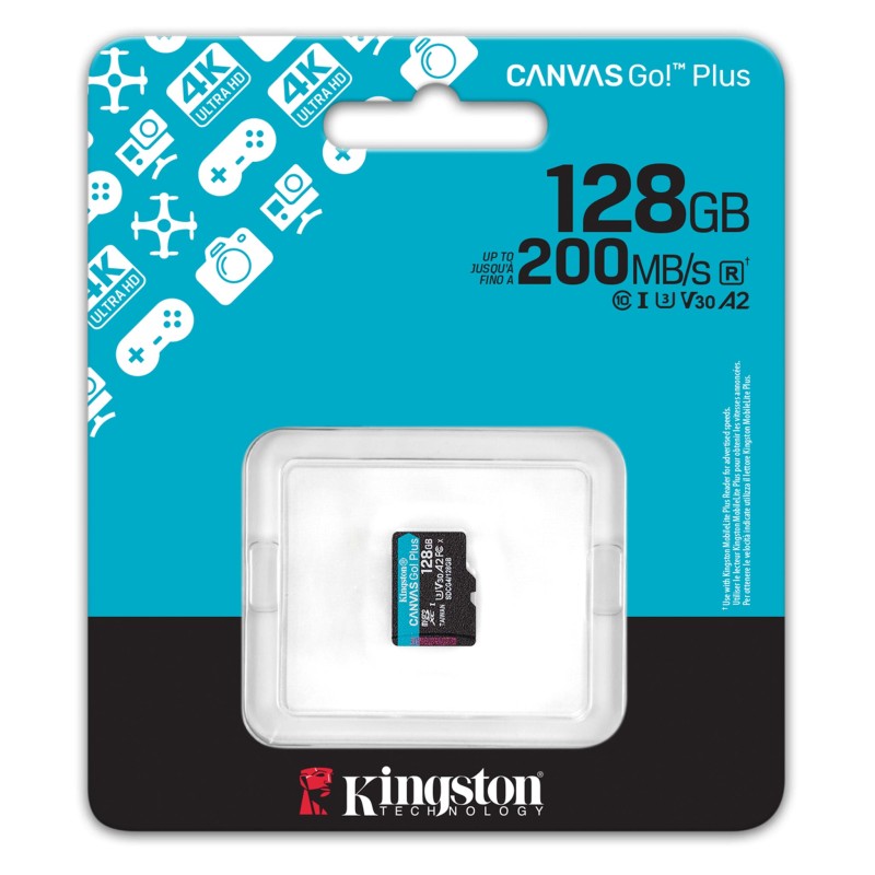 Memoria MicroSDXC 128GB Kingston Canvas Go Plus Gen4 200M
