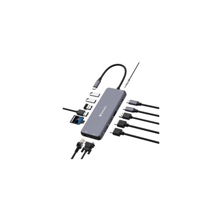 Hub Verbatim CMH-14 Multipuerto 14 Puertos USB-C Pro USB HDMI VGA RJ-45
