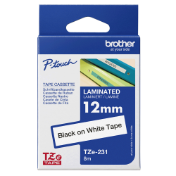Cinta Brother TZe-231G Laminada 12mm Negro Sobre Blanco P-Touch