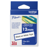 Cinta Brother TZe-231G Laminada 12mm Negro Sobre Blanco P-Touch