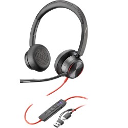 Diadema Audifonos Poly Blackwire 8225 Binaural Stereo Microsoft Teams USB-C/A Microfono Plantronics Polycom