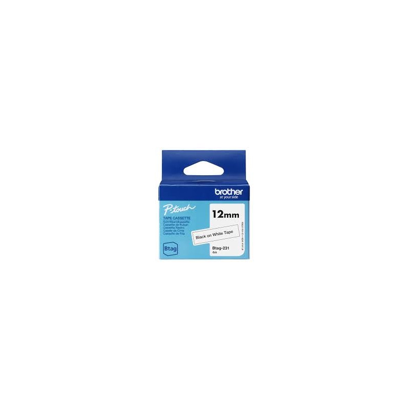 BTAG231 12MM BLACK ON WHITE TAPE