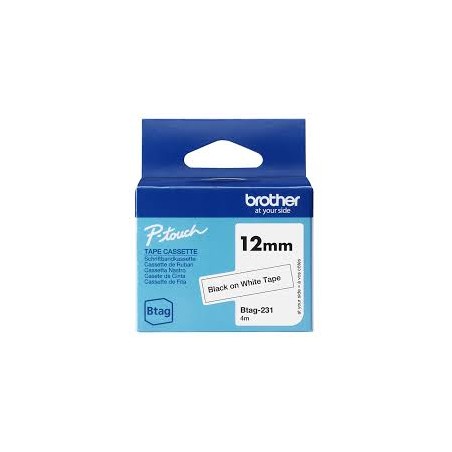 BTAG231 12MM BLACK ON WHITE TAPE