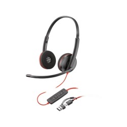 Diadema Auricular Poly Blackwire 3220 Binaural Stereo USB-C Negro Con Microfono