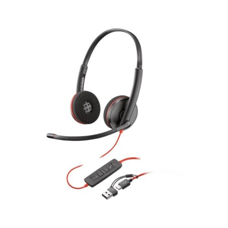 Diadema Auricular Poly Blackwire 3220 Binaural Stereo USB-C Negro Con Microfono