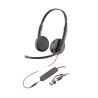 Diadema Auricular Poly Blackwire 3320 Biaural Stereo USB-C Negro Con Microfono