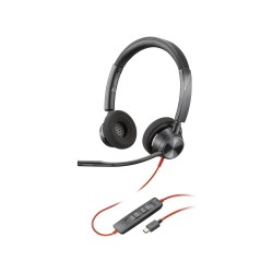 Diadema Auricular Poly Blackwire 3320 Biaural Stereo USB-C Negro Con Microfono